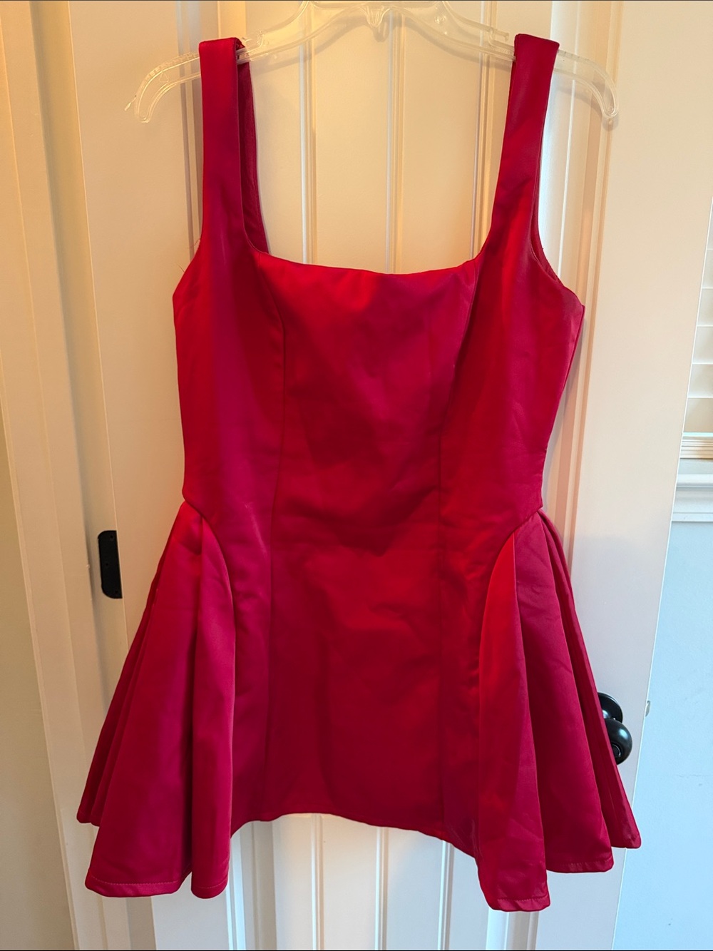 Windsor Red Square-Neck Fit & Flare Mini Dress